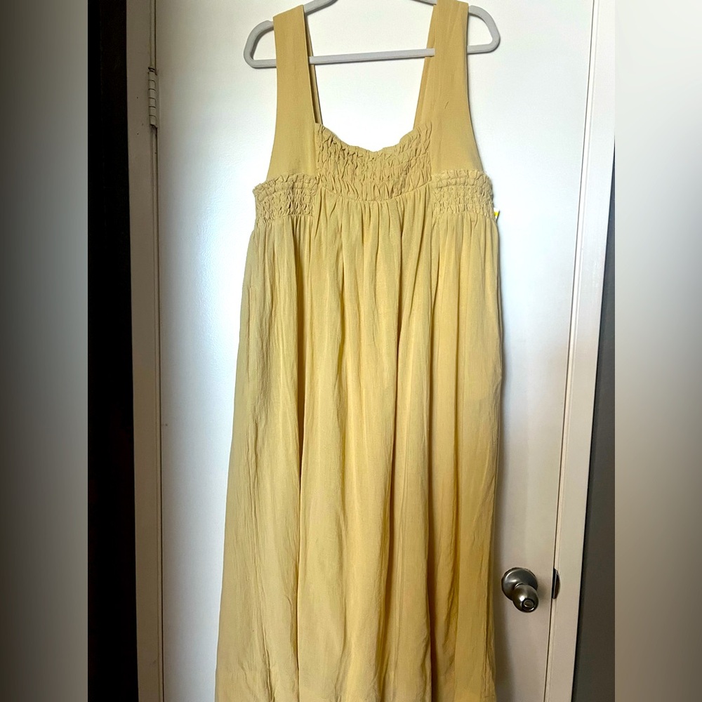 NWOT FREE PEOPLE Delphine Smocked Cotton Midi Dress XL
